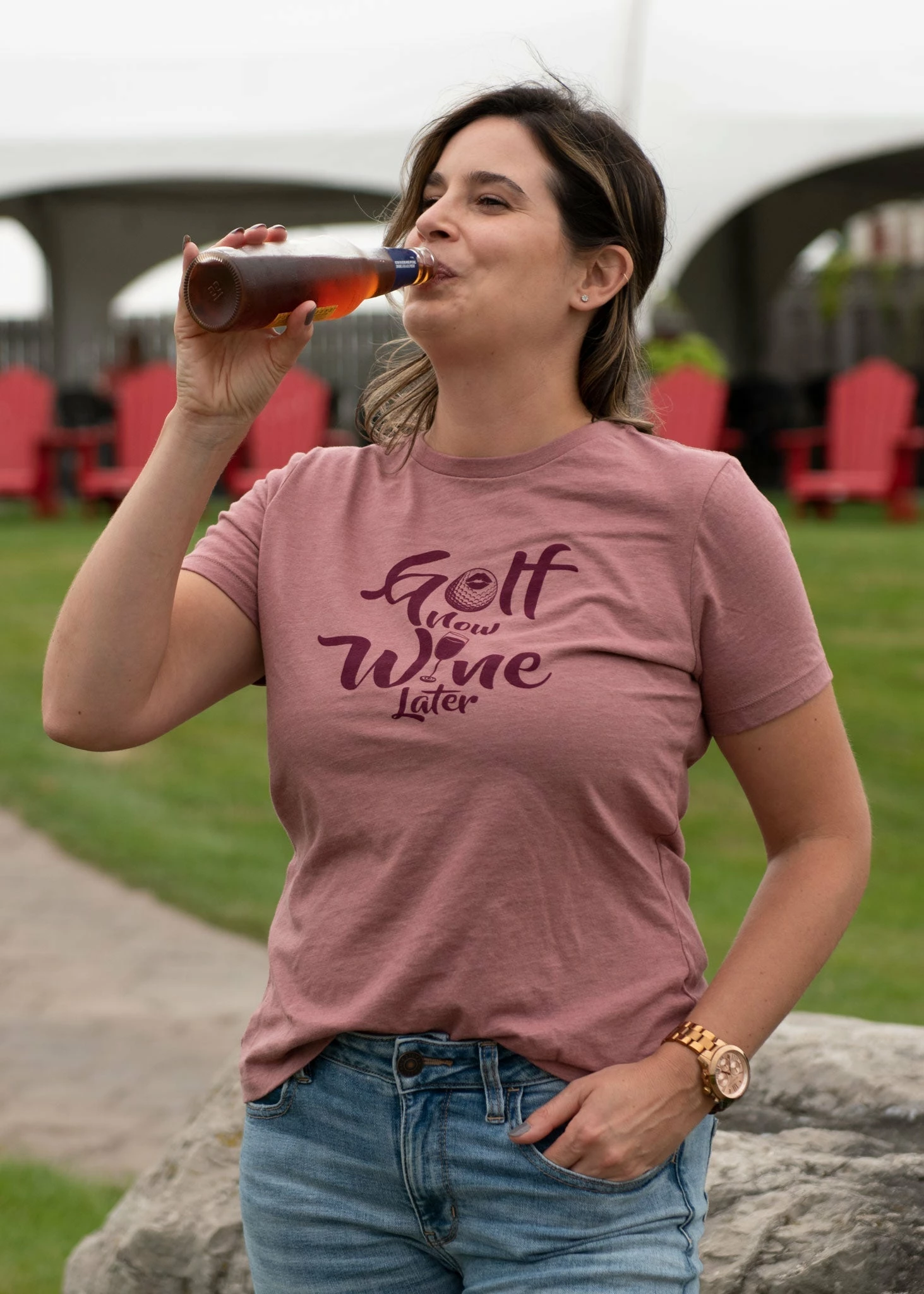 Stroke Play Golf Apparel Golf Now Wine Later Women's T-Shirt 4 Stroke Play Golf Apparel Golf Now Wine Later Women's T-Shirt - Image 2