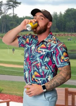 Stroke Play Golf Apparel Electric Palms Men's Golf Polo -Golf Clubs Sales Store ElectricPalm2