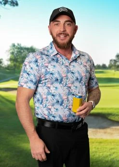 Stroke Play Golf Apparel Regal Flamingo Men's Golf Polo -Golf Clubs Sales Store FalmingoNew2