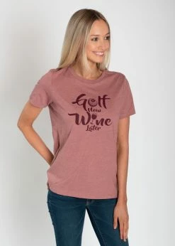 Stroke Play Golf Apparel Golf Now Wine Later Women's T-Shirt 10 Stroke Play Golf Apparel Golf Now Wine Later Women's T-Shirt -Golf Clubs Sales Store Ladies t shirt side short sleeve golf now wine later mauve 534dda6d 8860 41fc b1dd d0c28fa6fe6d