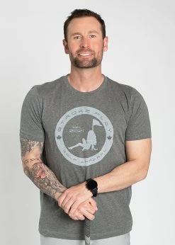 Stroke Play Golf Apparel Stroke Play Circle Men's T-Shirt -Golf Clubs Sales Store Stroke Play grey circle tshirt t logo grey cotton poly front 2