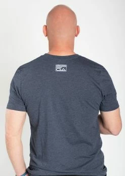 Stroke Play Golf Apparel Stroke Play Circle Men's T-Shirt -Golf Clubs Sales Store Stroke Play navy circle tshirt t logo grey cotton poly back